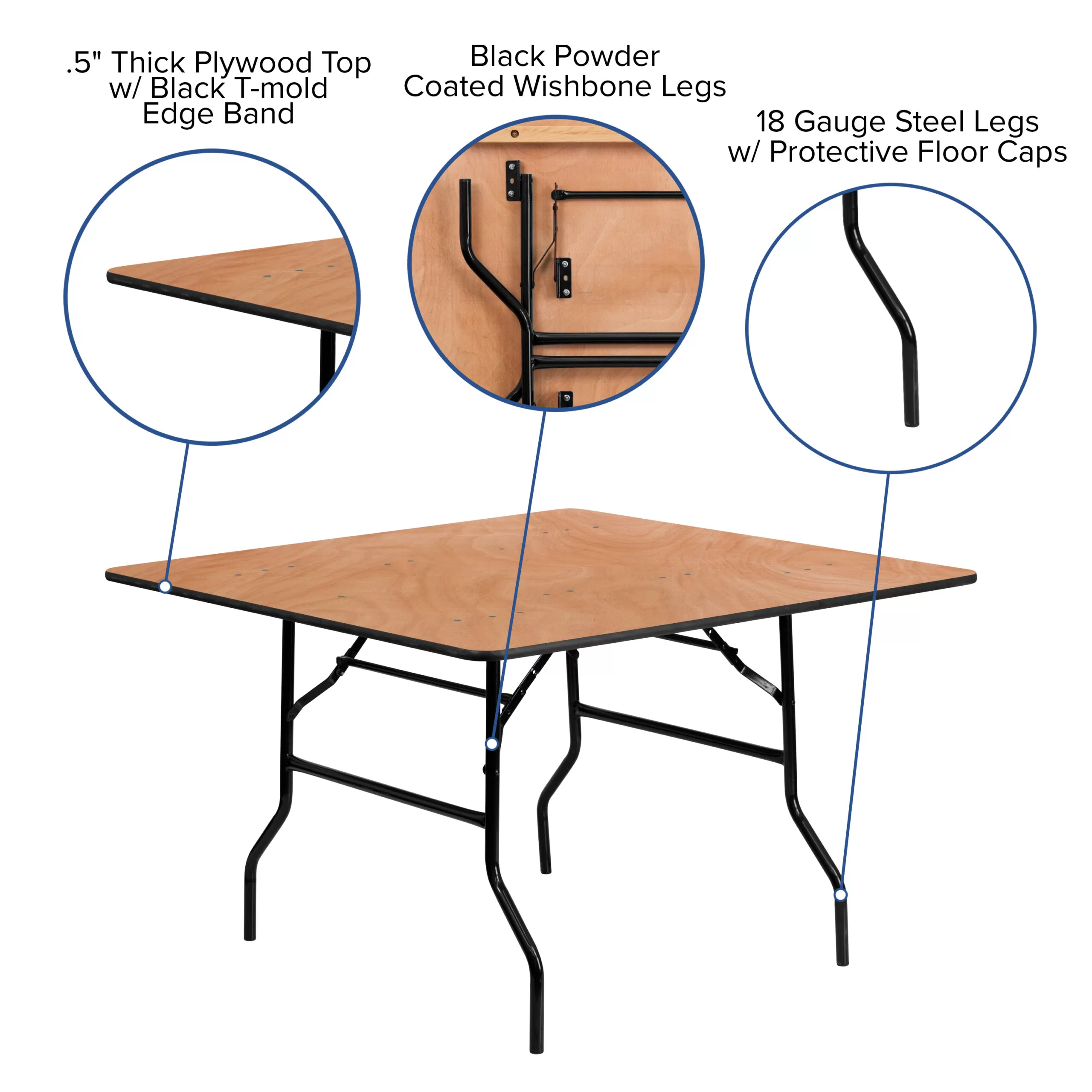 Flash Furniture 4-Foot Square Wood Folding Banquet Table