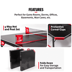 Hyper Pong 4 Way Table Tennis Table, Folding 4 Player 9mm thick Ping Pong Table for Game Rooms and Basements