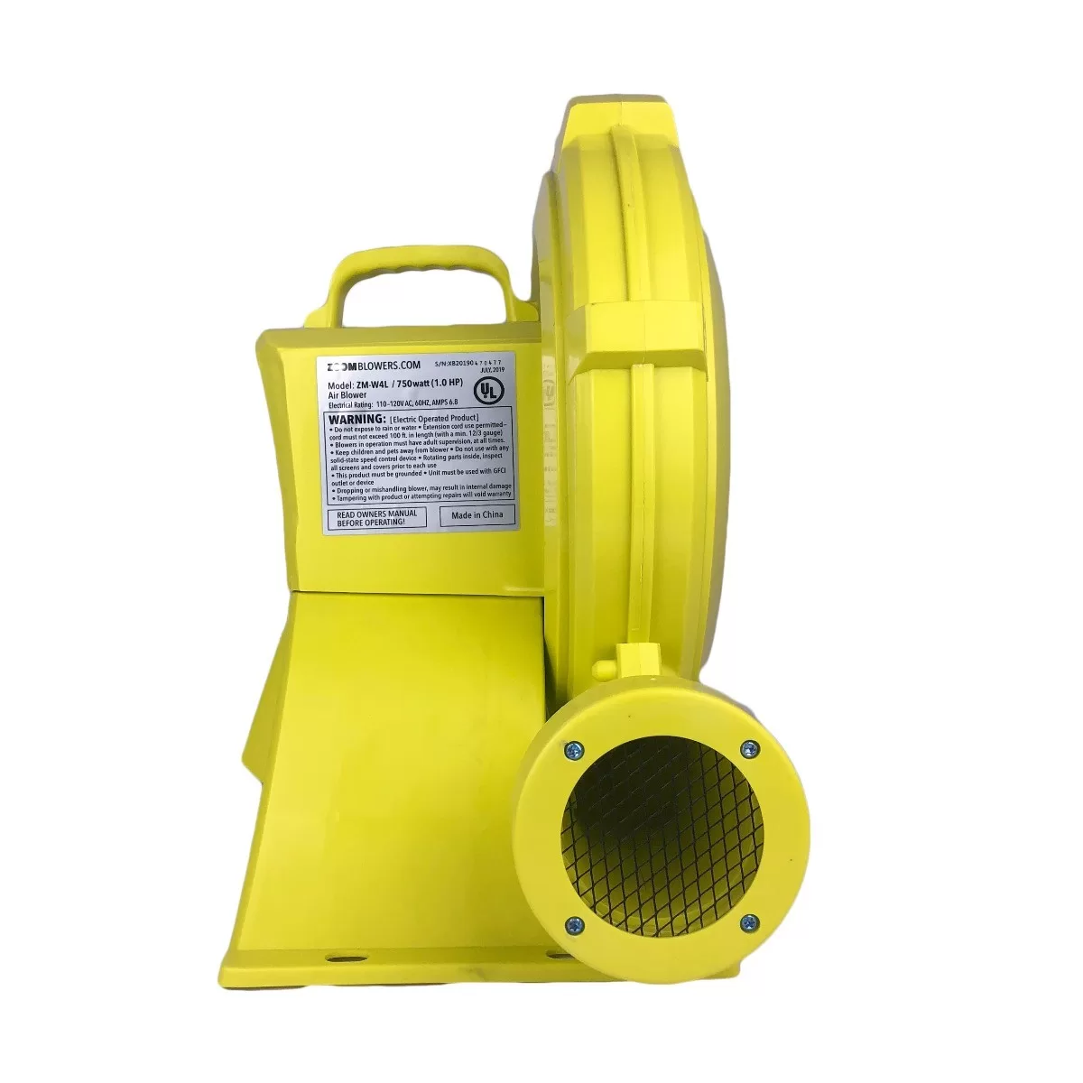 Zoom 1 HP Inflatable Bounce House Blower Air Pump Fan, W4L 750 Watt