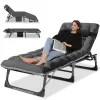 Docred 4-Fold Camping Cots for Adults & Kids, Adjustable 4-Position Folding Bed with 2-Sided Mattress & Pillow, Folding Sleeping Cot