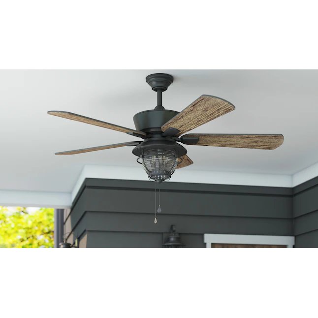 Harbor Breeze Merrimack II 52-in Bronze LED Indoor/Outdoor Downrod or Flush Mount Ceiling Fan with Light (5-Blade) - Image 3