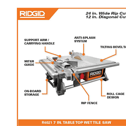 RIDGID R4021 6.5 Amp Corded 7 in. Table Top Wet Tile Saw