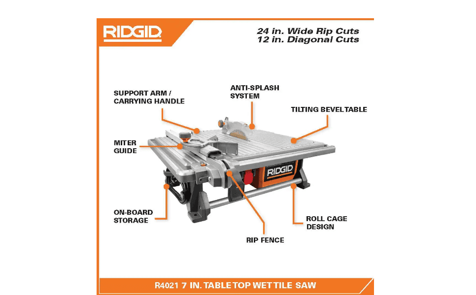 RIDGID R4021 6.5 Amp Corded 7 in. Table Top Wet Tile Saw