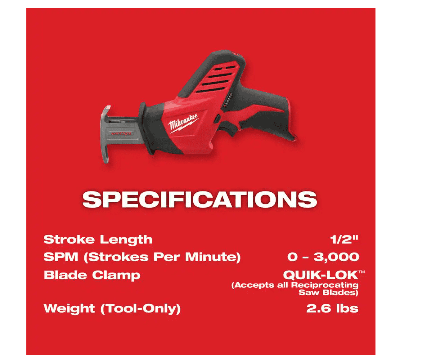 Milwaukee 2420-21 M12 12V Lithium-Ion HACKZALL Cordless Reciprocating Saw Kit with One 1.5Ah Batteries, Charger and Tool Bag