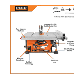 RIDGID Table Saw R4518NS 15 Amp 10 in. (No Stand)