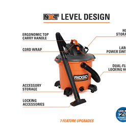 RIDGID HD1640 16 Gal. 5.0-Peak HP NXT Wet/Dry Shop Vacuum with Filter, Hose and Accessories