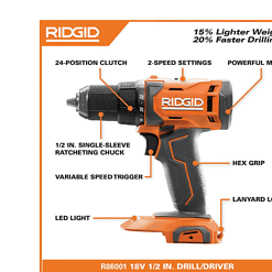 RIDGID R9207 18V Cordless 1/2 in. Drill/Driver and 6-1/2 in. Circular Saw Combo Kit with 2.0 Ah and 4.0 Ah Battery, Charger, and Bag