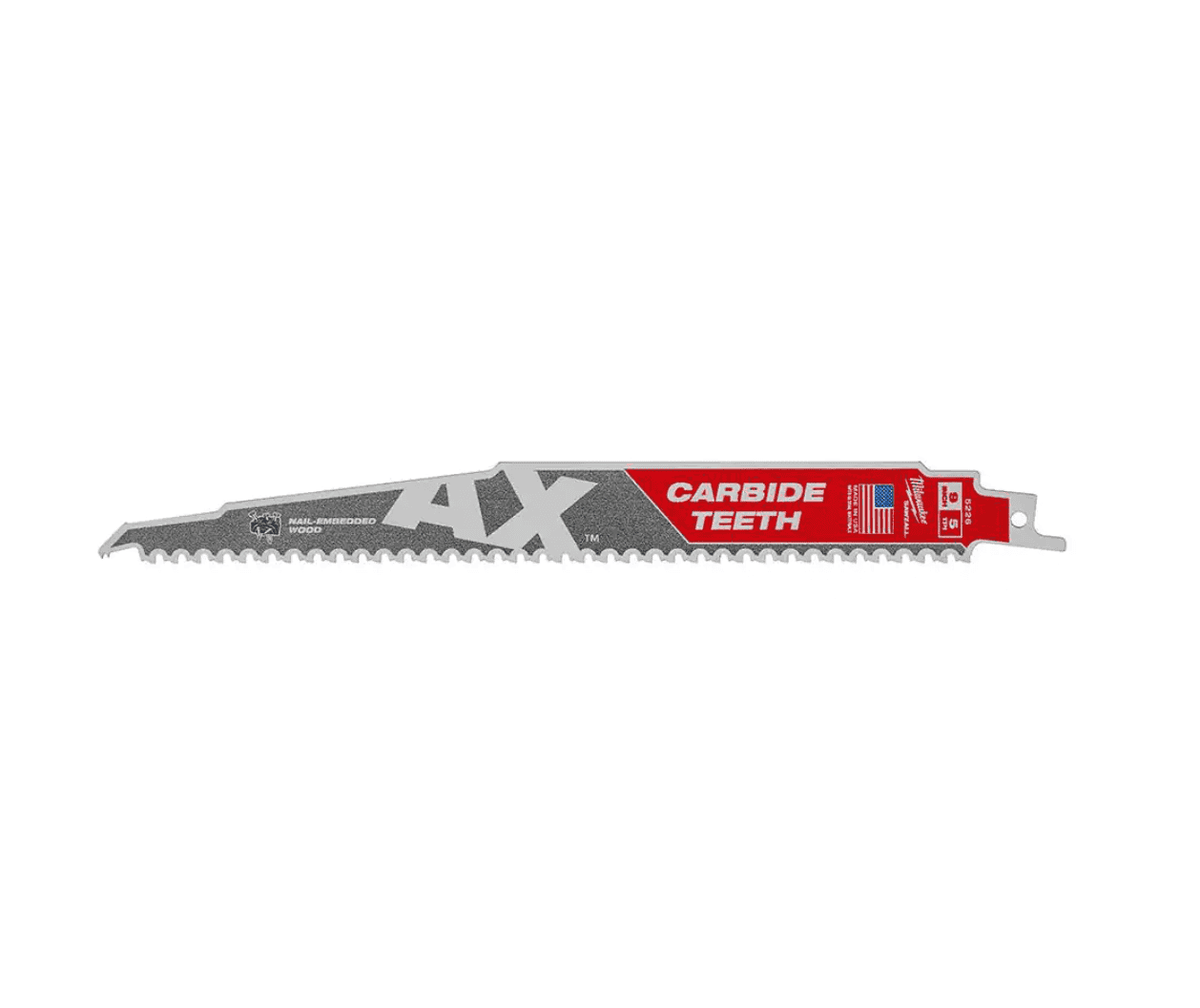 Milwaukee 2719-21-48-00-5226 M18 FUEL 18V Lithium-Ion Brushless Cordless HACKZALL Reciprocating Saw Kit with Carbide Teeth AX SAWZALL Blade
