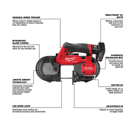 Milwaukee Band Saw 2529-21XC M12 FUEL 12V Lithium-Ion Cordless Compact XC Kit with One 4.0 Ah Battery, Charger and Bag