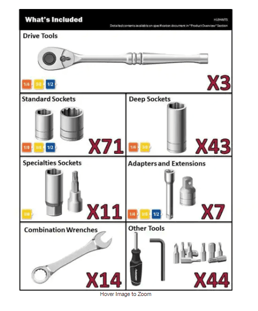 Husky H194MTS Mechanics Tool Set (194-Piece)