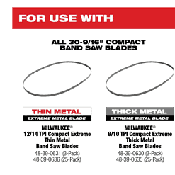 Milwaukee 2529-20-48-39-0631 M12 FUEL 12V Lithium-Ion Cordless Sub-Compact Portable Band Saw with (4) 12/14 TPI Extreme Metal Cutting Band Saw Blades