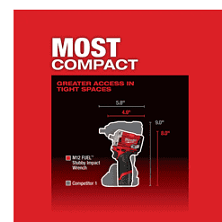 Milwaukee 2555-20 M12 FUEL 12V Lithium-Ion Brushless Cordless Stubby 1/2 in. Impact Wrench (Tool-Only)