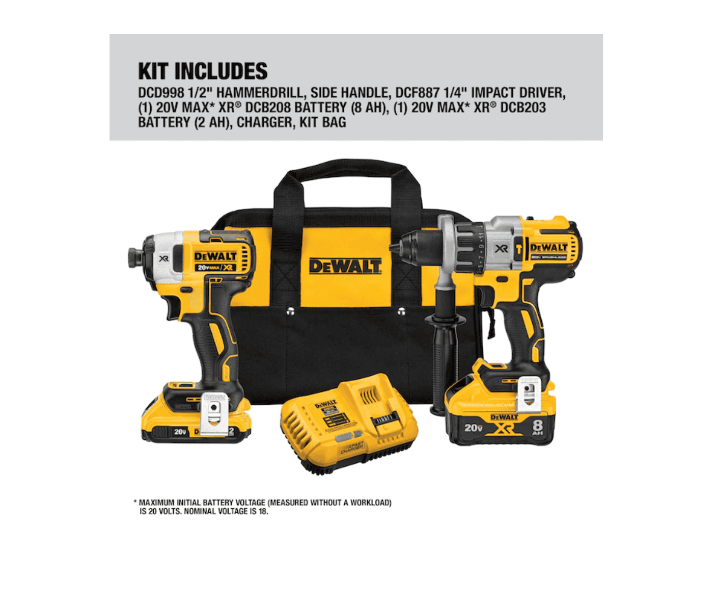 DEWALT DCK299D1W1 Power Detect XR POWER DETECT 2-Tool 20-Volt Max Brushless Power Tool Combo Kit with Soft Case (2-Batteries and charger Included) - Image 4
