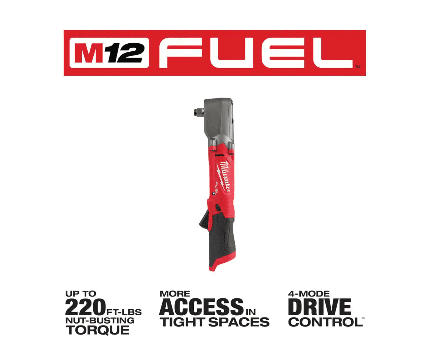 Milwaukee 2564-20-2565-20 M12 FUEL 12V Lithium-Ion Brushless Cordless 3/8 in. and 1/2 in. Right Angle Impact Wrenches Set (2-Tool)