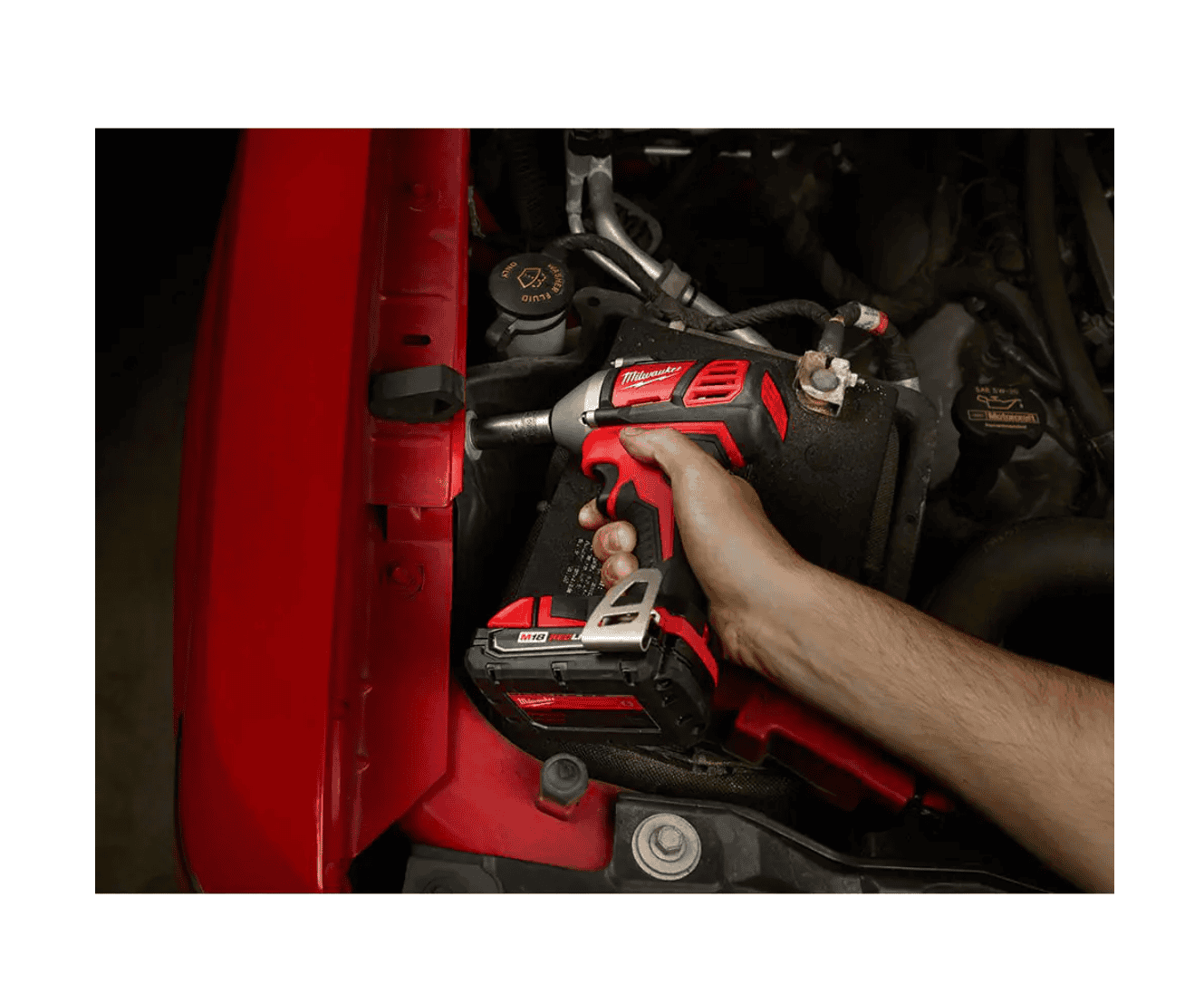 Milwaukee 2658-20-48-59-1850 M18 18V Lithium-Ion Cordless 3/8 in. Impact Wrench W/ Friction Ring W/ M18 Starter Kit (1) 5.0Ah Battery & Charger