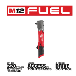 Milwaukee 2564-22-2565-20 M12 FUEL 12V Lithium-Ion Brushless Cordless 3/8 in. and 1/2 in. Right Angle Impact Wrench Kit (2-Tool)