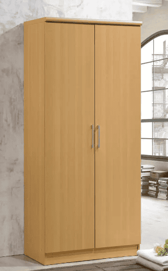 HODEDAH 2-Door Beech Armoire with Shelves
