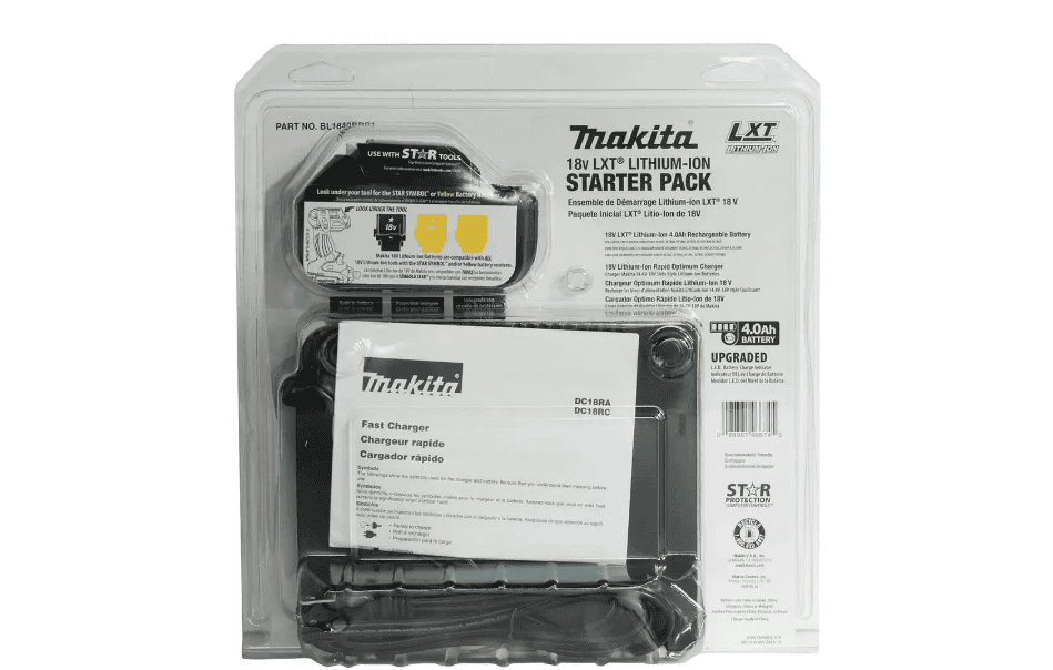 Makita BL1840BDC1 18-Volt LXT Lithium-Ion High Capacity Battery Pack 4.0Ah with Fuel Gauge and Charger Starter Kit