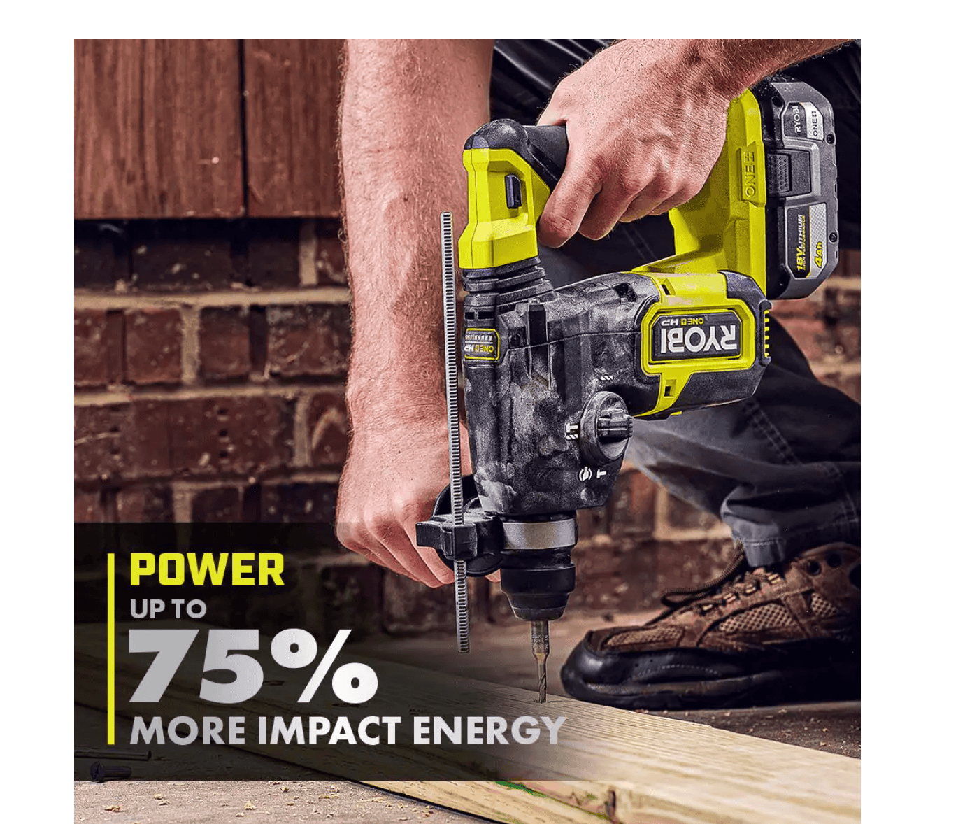 RYOBI P223K1 ONE+ HP 18V Brushless Cordless 1 in. SDS Plus Rotary Hammer Kit with (1) 4.0 Ah Battery and Charger