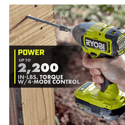 RYOBI PBLID02K ONE+ HP 18V Brushless Cordless 1/4 in. 4-Mode Impact Driver Kit w/(2) 2.0 Ah HIGH PERFORMANCE Battery, Charger, Bag