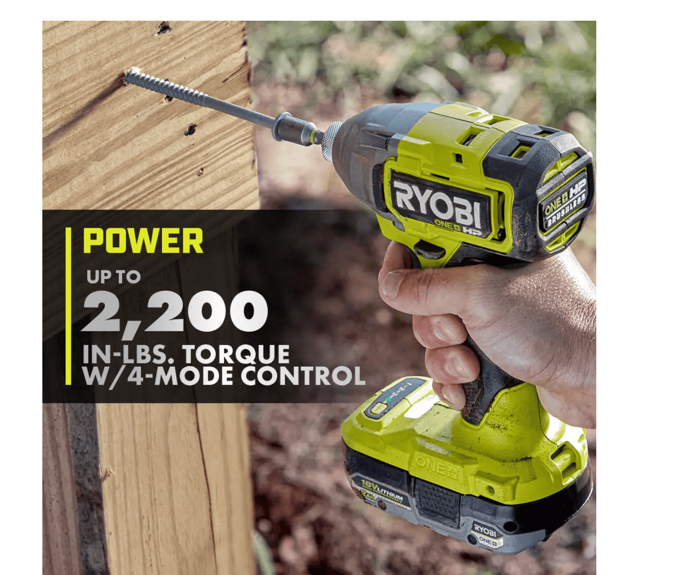 RYOBI PBLID02K ONE+ HP 18V Brushless Cordless 1/4 in. 4-Mode Impact Driver Kit w/(2) 2.0 Ah HIGH PERFORMANCE Battery, Charger, Bag