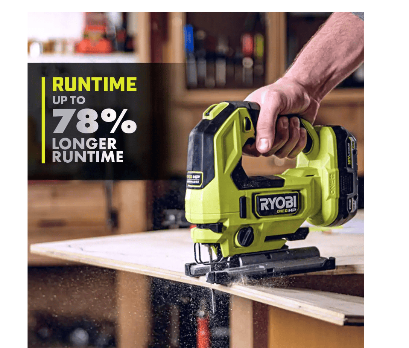 RYOBI Jig Saw PBLJS01K1 ONE+ HP 18V Brushless Cordless with 2.0 Ah HIGH PERFORMANCE Battery and Charger