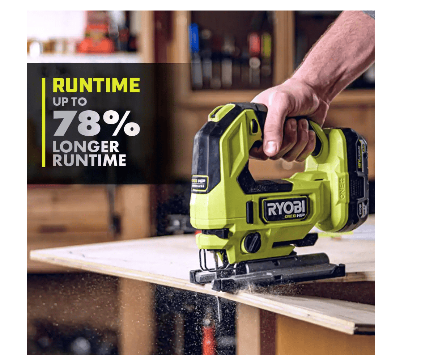 RYOBI Jig Saw PBLJS01B-PSK005 ONE+ HP 18V Brushless Cordless with 2.0 Ah Battery and Charger