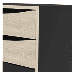 Tvilum Stubbe Black Matte/Oak Structure One Door Sideboard with 3-Drawers