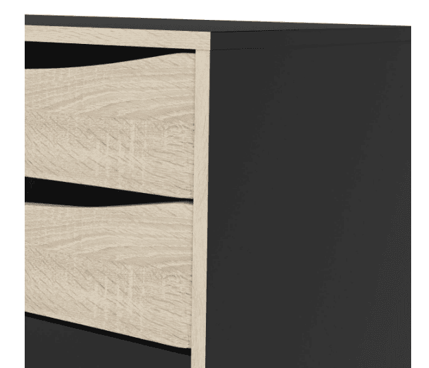 Tvilum Stubbe Black Matte/Oak Structure One Door Sideboard with 3-Drawers
