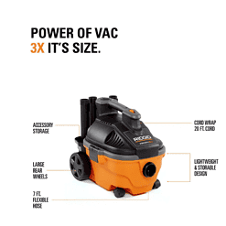 RIDGID WD4070 4 Gallon 5.0-Peak HP Portable Wet/Dry Shop Vacuum with Fine Dust Filter, Hose and Accessories