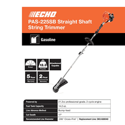 ECHO PAS-225SB 21.2 cc 17 in. Gas 2-Stroke Cycle PAS Straight Shaft Trimmer