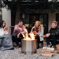 Solo Stove Bonfire 2.0 with Stand, Smokeless Fire Pit | Wood Burning Fireplaces w/ Removable Ash Pan, Stainless Steel, H: 16.75 in x Dia: 19.5 in, 25.1 lbs