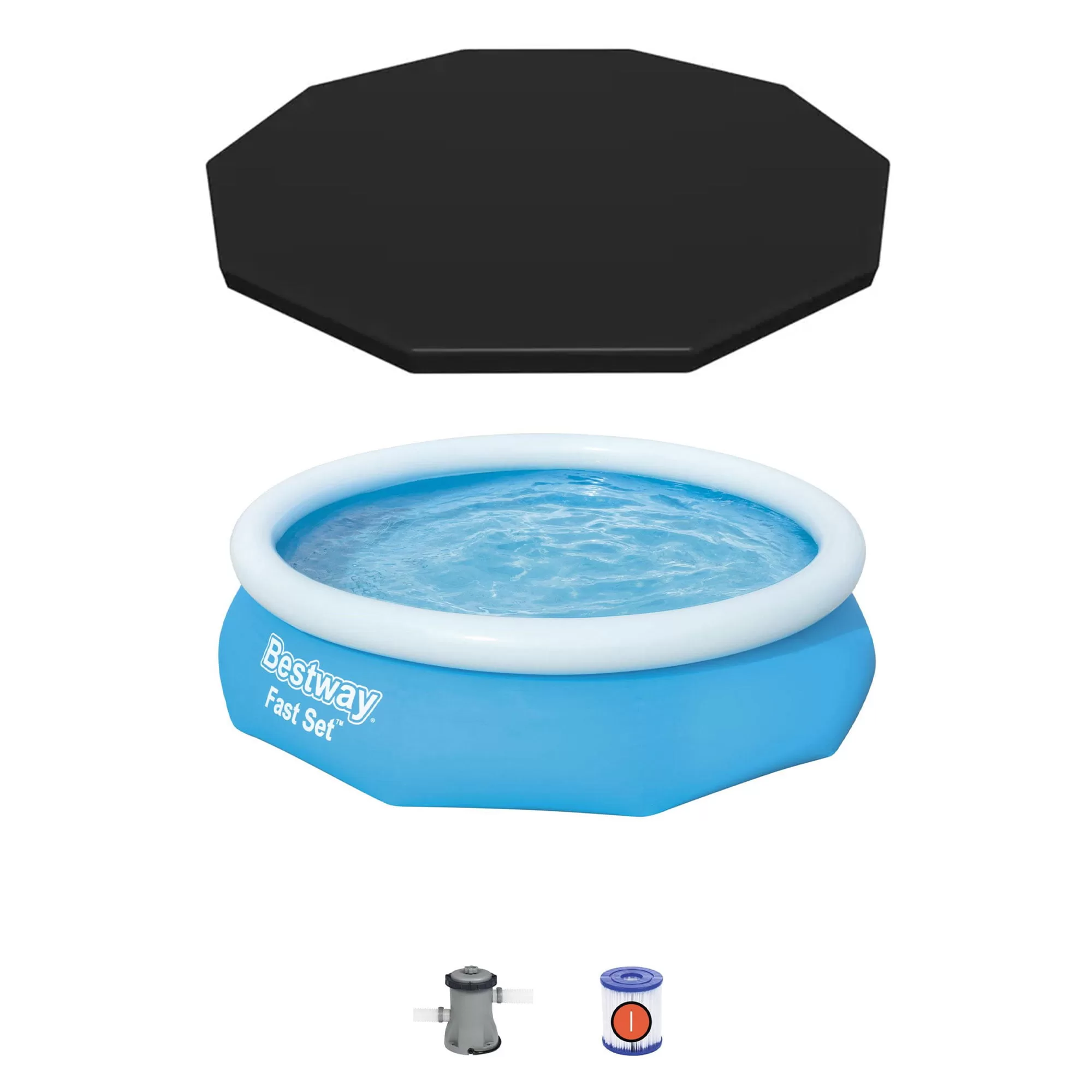Bestway 10' x 30" Fast Set Inflatable Above Ground Pool w/ Pump & Cover