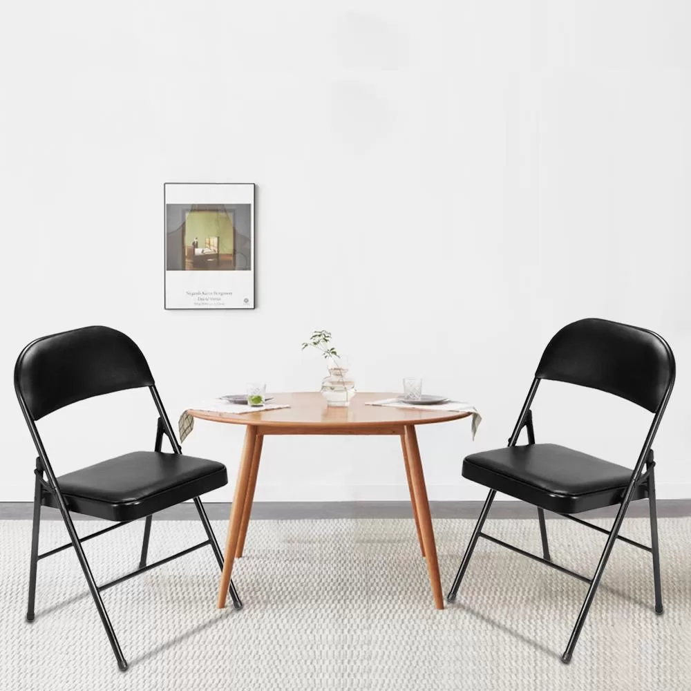 UBesGoo 6 Pack Folding Chairs Cushioned Padded Seat Wedding Chairs with Metal Frame Home Office Party Use Black