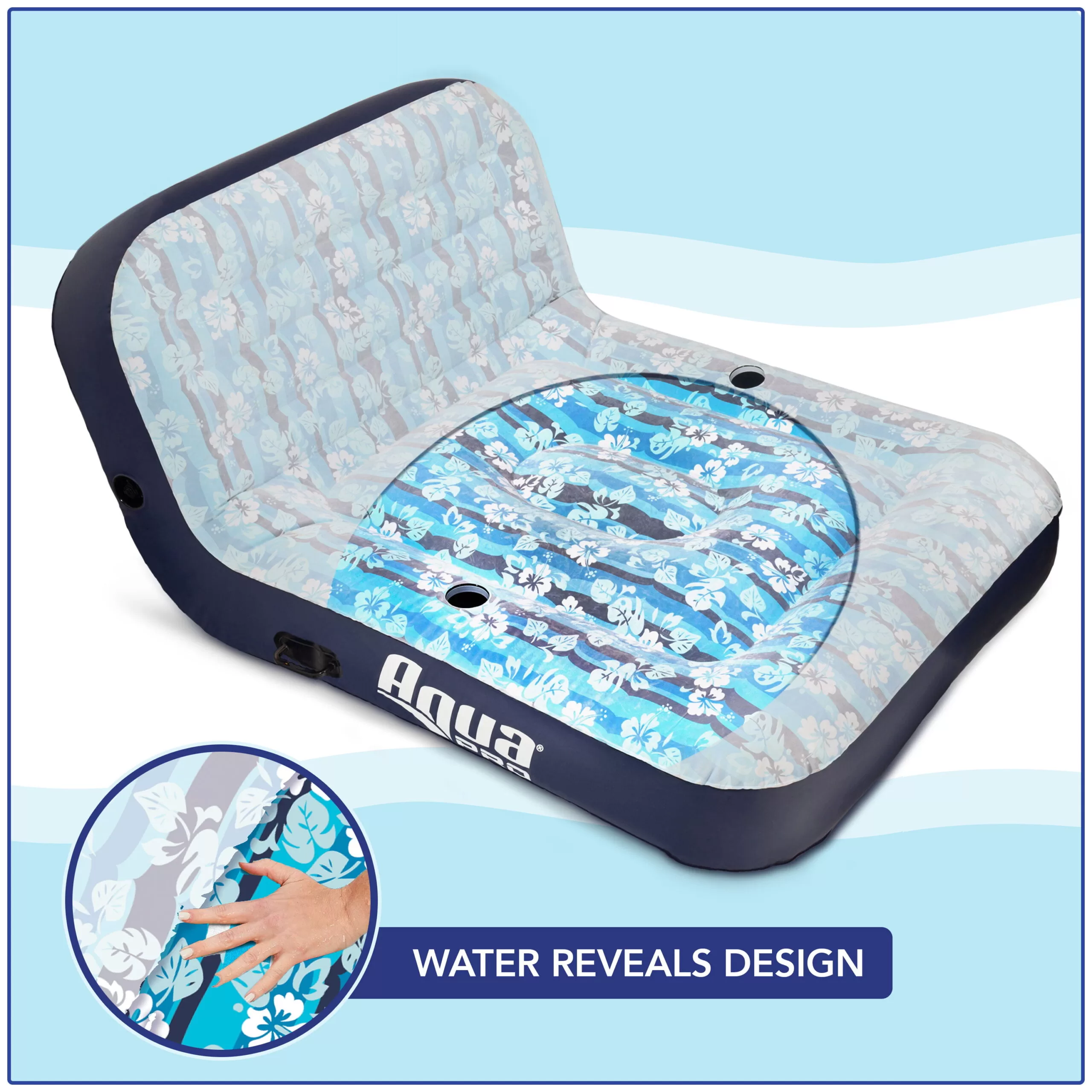 Aqua Leisure Adult Unisex Ultra-Cushioned Comfort Blue Pool Lounge Float for Two