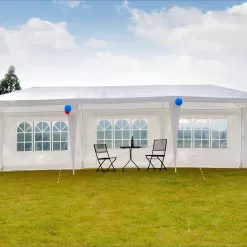 SUGIFT 10'x30' Outdoor Canopy Party Wedding Tent White Gazebo with 5 Side Walls