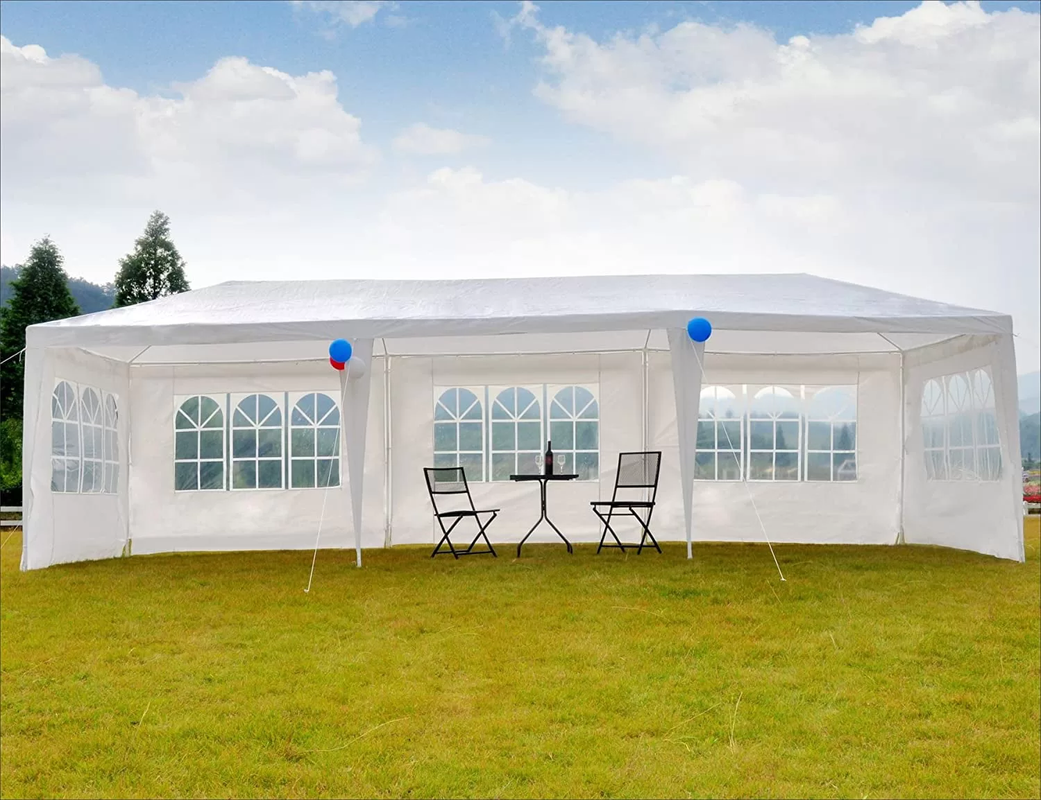 SUGIFT 10'x30' Outdoor Canopy Party Wedding Tent White Gazebo with 5 Side Walls