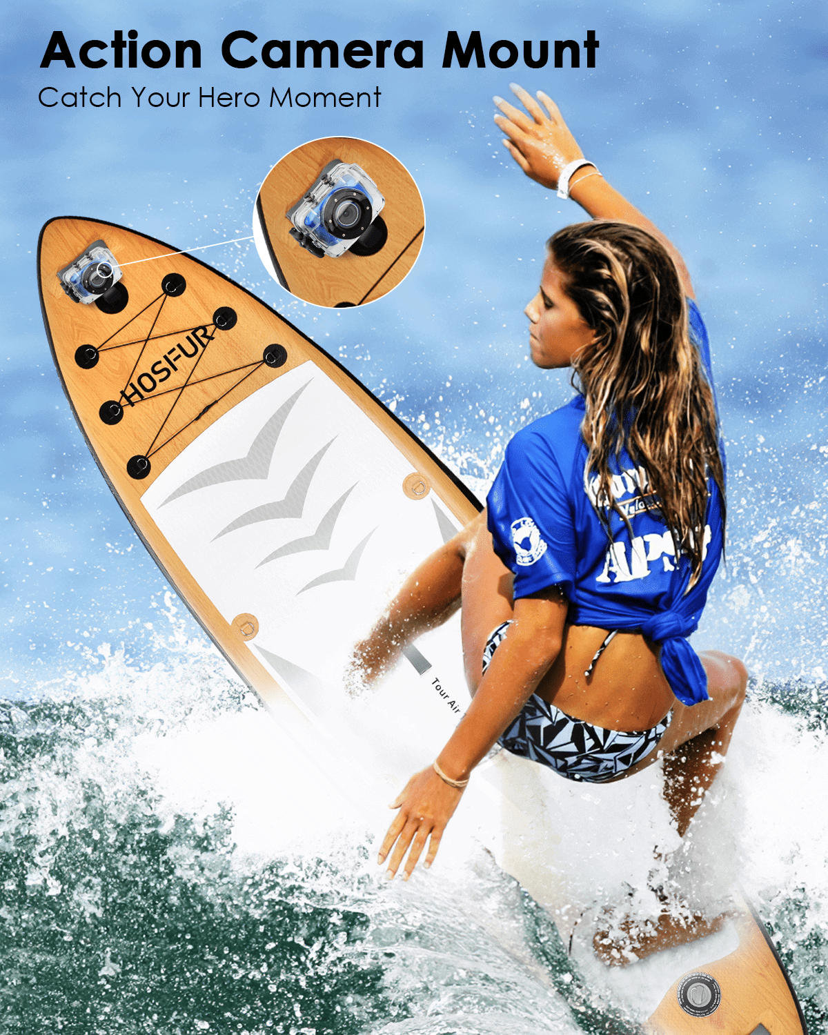 HOSFUR Inflatable 10'6×33"×6" Ultra-Light (18.8lbs) SUP with Stand Up Paddle Board, Adj Paddle, Pump, ISUP Travel Backpack, Leash Waterproof Bag