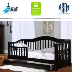 Dream on Me Toddler Day Bed with Storage, Black