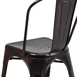 Flash Furniture Commercial Grade 4 Pack Black-Antique Gold Metal Indoor-Outdoor Stackable Chair