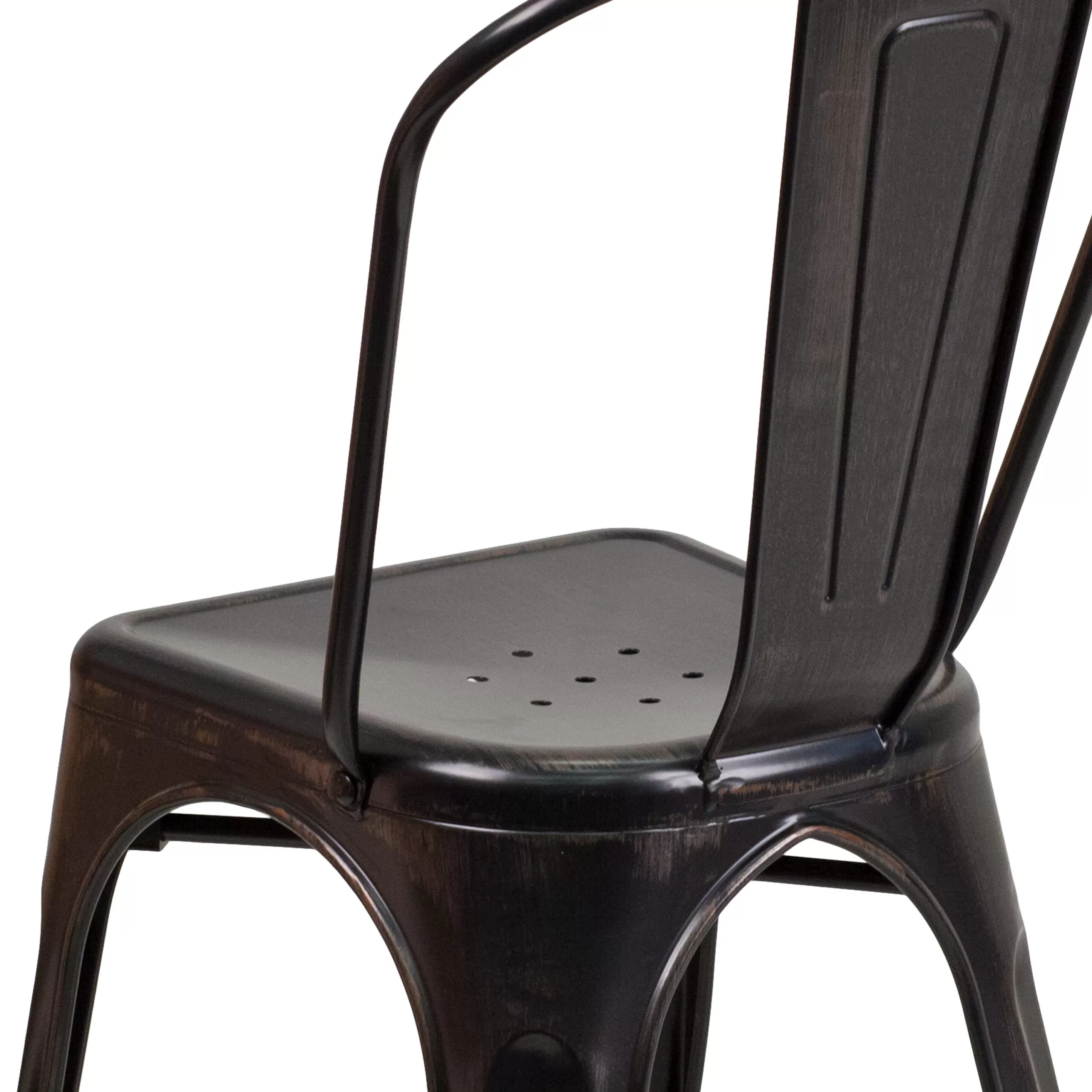 Flash Furniture Commercial Grade 4 Pack Black-Antique Gold Metal Indoor-Outdoor Stackable Chair