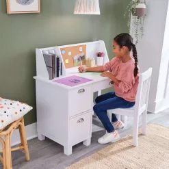 KidKraft Children's Wooden Study Desk with Chair, White