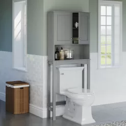 Alternative view of RiverRidge  Ashland 27.44-in W x 64.88-in H x 7.81-in D Gray Over-the-Toilet Storage