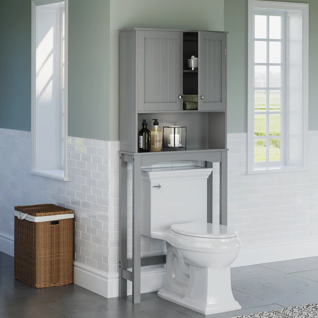 RiverRidge Ashland 27.44-in W x 64.88-in H x 7.81-in D Gray Over-the-Toilet Storage - Image 2