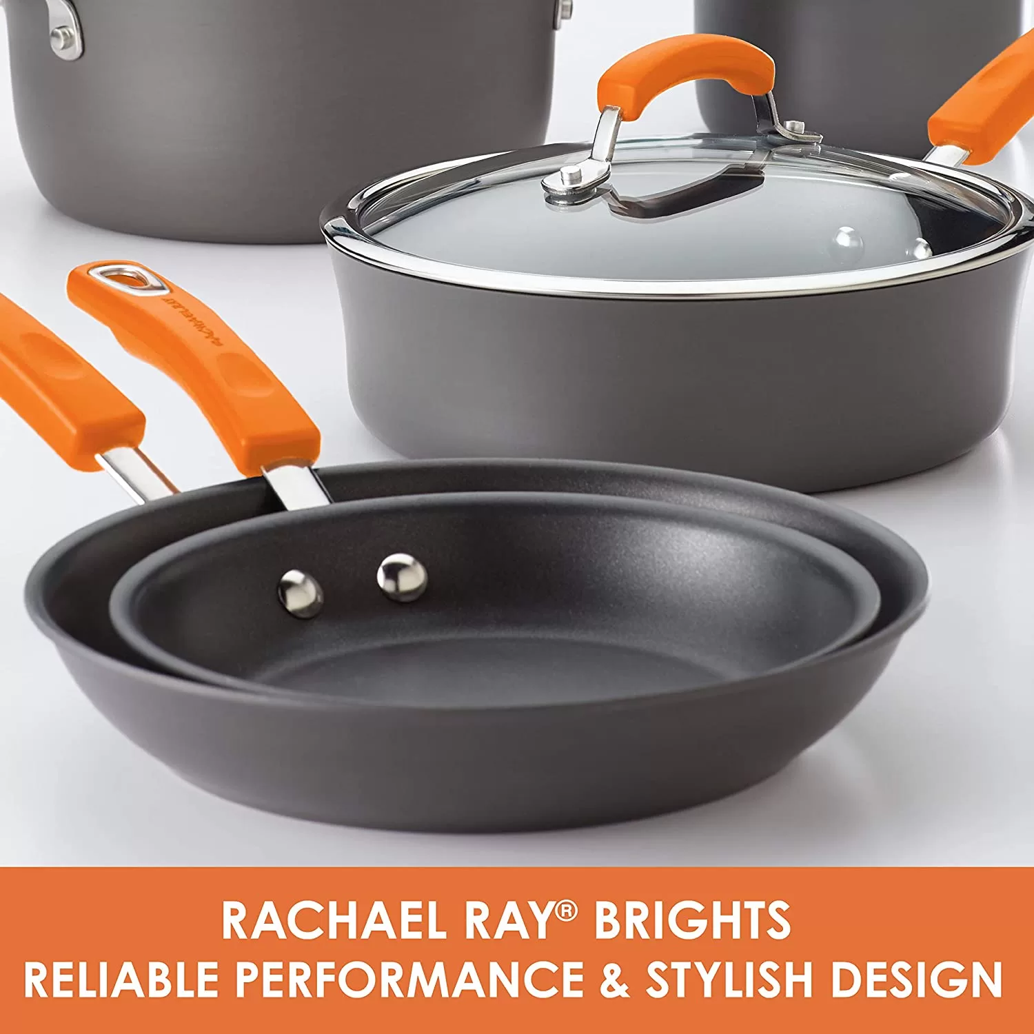 Rachael Ray 14-Piece Brights Hard-Anodized Nonstick Cookware Set - Image 12