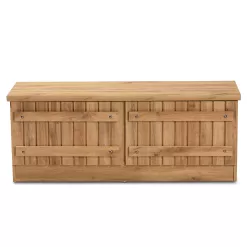 Baxton Studio Oswald Modern and Contemporary Farmhouse Natural Oak Brown Finished Wood 2-Door Storage Bench