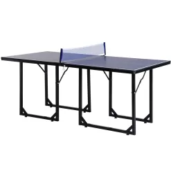 Soozier 6' x 3' Foldable Ping Pong Table Set with 2 Table Halves for Party Use, Space-Saving Mid-Size Table Tennis for Small Living Spaces, Basement Games, Sports Gifts