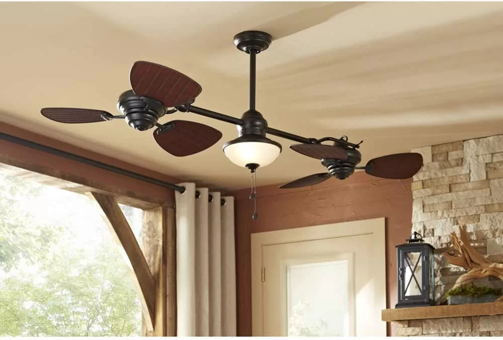 Harbor Breeze Twin Breeze II 74-in Oil Rubbed Bronze LED Indoor/Outdoor Ceiling Fan with Light (6-Blade) - Image 5