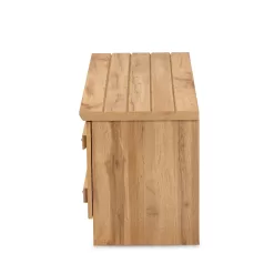 Baxton Studio Oswald Modern and Contemporary Farmhouse Natural Oak Brown Finished Wood 2-Door Storage Bench