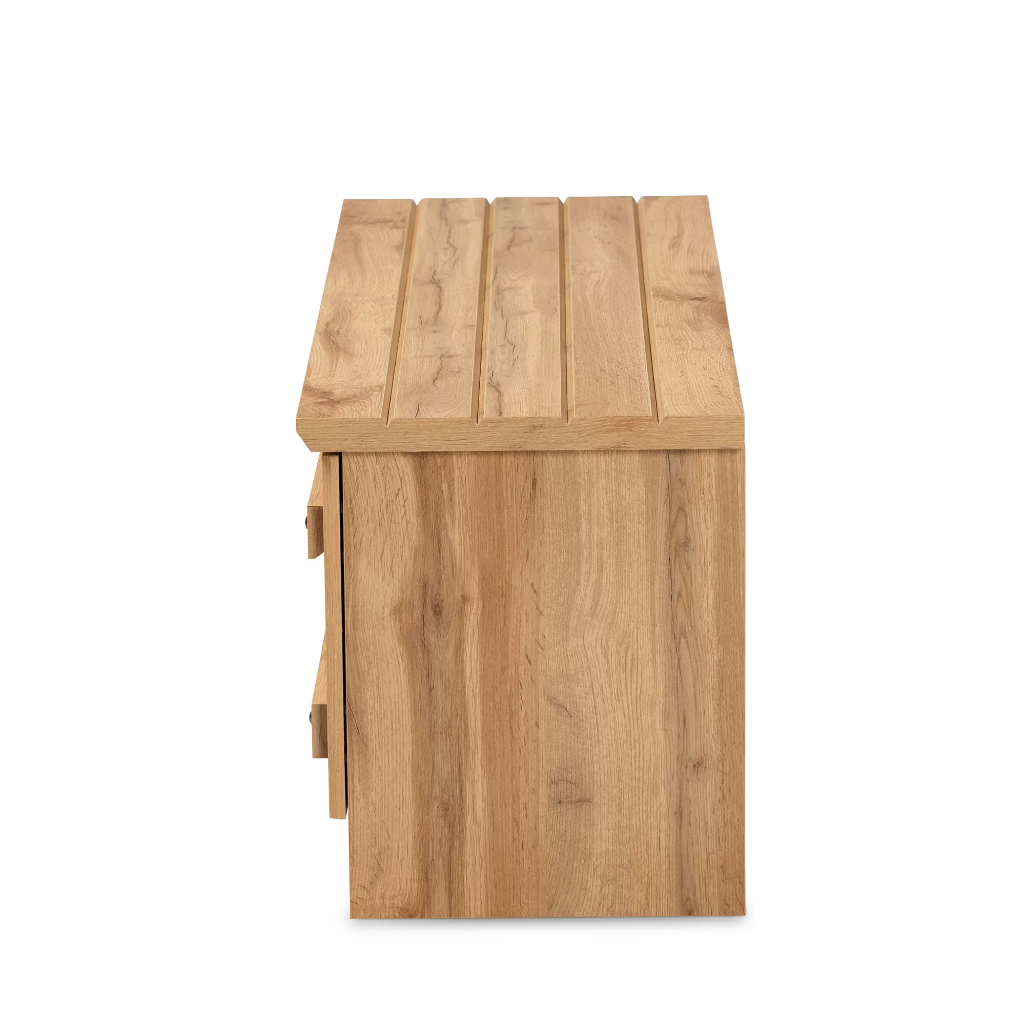 Baxton Studio Oswald Modern and Contemporary Farmhouse Natural Oak Brown Finished Wood 2-Door Storage Bench